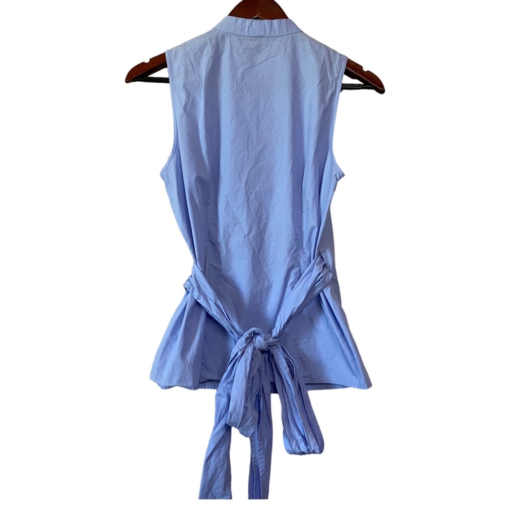 Ann Taylor Blue Wrap Tank Blouse w/ a V-Neck Size Small - Picture 2 of 9